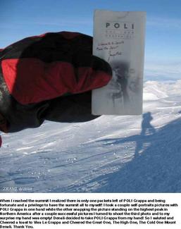 Grappa Poli in Alaska sulla vetta del Denali.